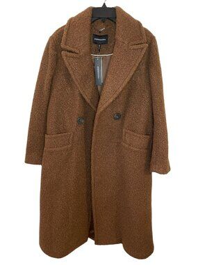 BCBGMAXAZRIA Coffee Brown Wool Double-Breasted Coat Women's Sz M $398 NWT